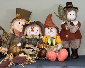 Fall Harvest Scarecrow Figurines Set