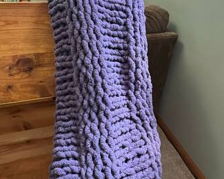 Purple Chunky Chenille Knit Blanket