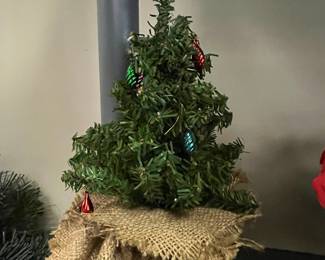 Miniature Artificial Christmas Tree with Burlap Base
