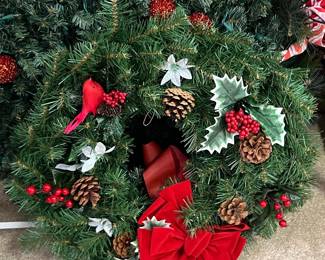 Artificial Christmas Wreath with Pinecones and Berries