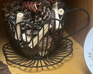 Wrought Iron Teacup and Saucer Potpourri Holder