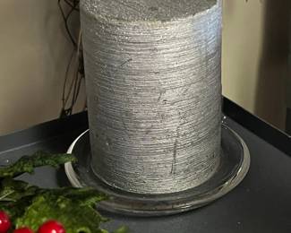 Pillar Candle with Textured Silver Finish
