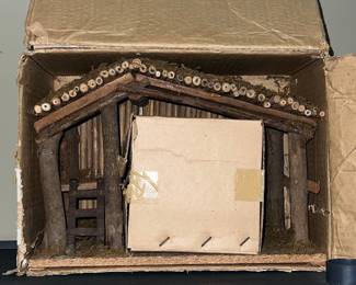 Handmade Rustic Nativity Stable Diorama