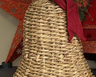 Woven Rattan Bell Christmas Ornament