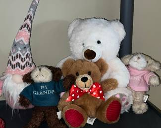 Collection of Plush Stuffed Animals and Gnome