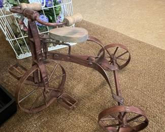 Vintage Metal and Wood Tricycle Decor