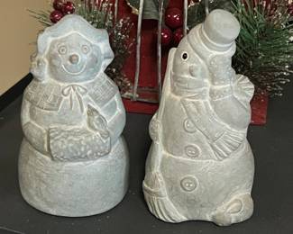 Vintage Isabel Bloom Snowman and Snowwoman Figurines