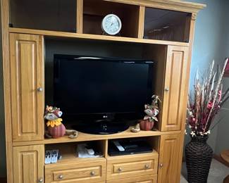 Oak Entertainment Center with TV Console