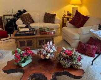 Love seat, chair and Tree table