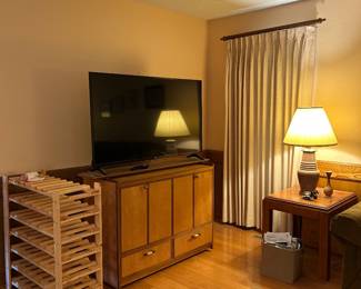 TV Console, TV, side table, lamps