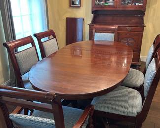 Oval Table (with 2 Leaves) and Six Chairs