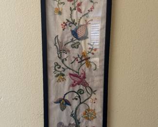 Vintage Floral Crewel Embroidery