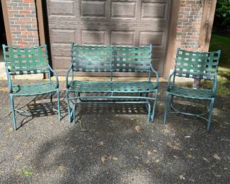Vintage MCM Brown Jordan Gliding Loveseat with 2 Matching Chairs