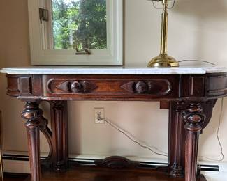 Victorian Walnut Marble Top Console Table