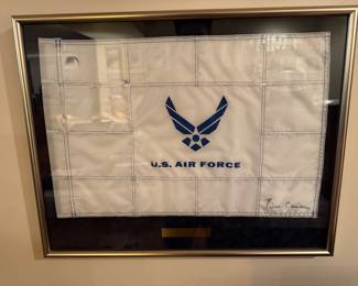 Framed Original U.S. Air Force / Andrews Air Force Base Golf Flag Signed President Bill Clinton - June 11, 2005