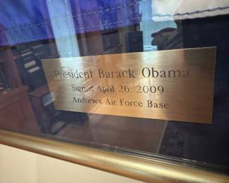 Framed Original U.S. Air Force / Andrews Air Force Base Golf Flag Signed President Barack Obama - April 26, 2009