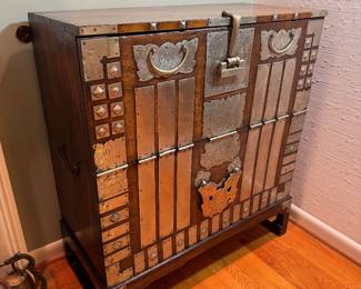 Antique Korean Bandaji Blanket Chest Featuring White Brass Hardware (36"W x 17"D x 40"H)