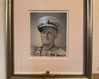 Framed Original Photograph with Personal Inscription Autographed by 5-Star Fleet Admiral Chester W. Nimitz