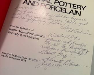 "Oriental Pottery and Porcelain: From the Collection of Imelda Romualdez Marcos" Personal Inscription and Autograph by Kit Robinson