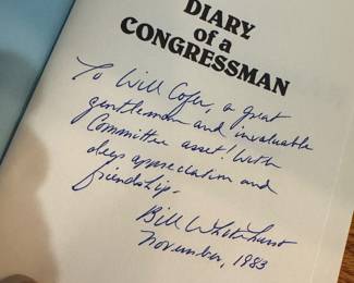 "Diary of Congressman" Personal Inscription and Autographed by G. William Whitehurst