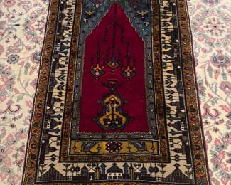 Hand Knotted Turkish Yahyali Wool Prayer Rug (56"L x 37"W)