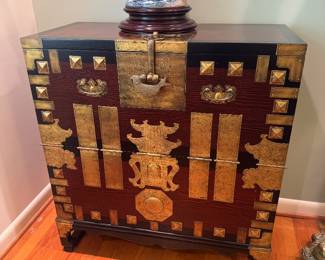 Antique Korean Bandaji Blanket Chest (33-1/2"W x 16"D x 36"H)