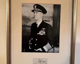 Framed Photograph with Autograph by Fleet Admiral Ernest J. King
