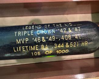 Louisville Slugger 125 Black Encased Baseball Bat Autographed by Ted Williams - Edition 105/1000 with Green Diamond #9 Hologram Certification 
