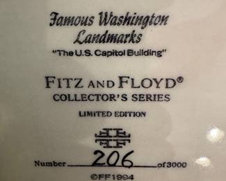 Fitz & Floyd Limited Edition U.S. Capitol Porcelain Teapot - Edition 206/3000