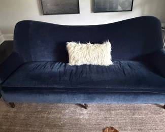 Blue Velour Sofa