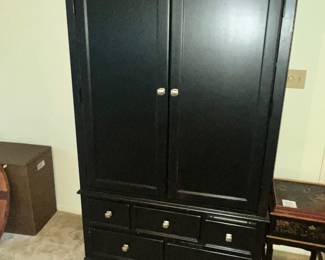 STATELY "AMERICAN DREW" BLACK ARMOIRE w/ POWER STRIP INSIDE!