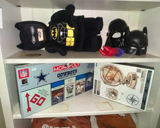 PLUSH LEGO BATMAN, VADER & BATMAN MASKS, COWBOYS MONOPOLY