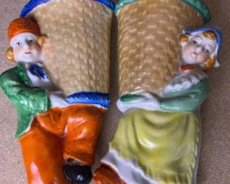 251 vintagejapaneseceramicwallpocketvas