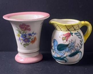 189 pairofsmallceramicpinkfloralvaseb