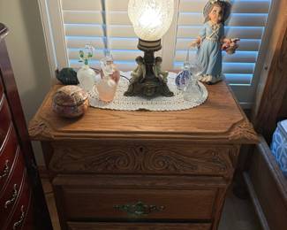 Oakwood Interiors Carved Oak Nightstand