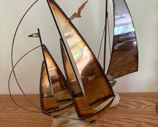 Mario Jason Originals Brass and Copper Sailboat Sculpture