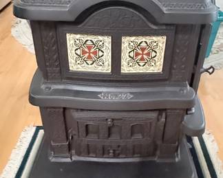 Antique Cast Iron Parlor Stove "Sylvan Red Cross"