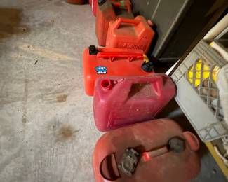 Assorted Plastic Gasoline Cans (Midwest, Scepter, and other brands)
