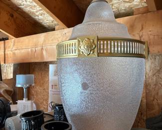 Victorian Style Frosted Glass and Brass Acorn Pendant Light Fixture