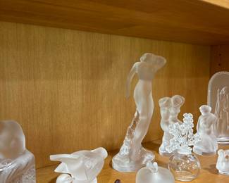 Lalique Frosted Glass Figurines - 'Le Faune Pan & Diana', 'Chrysis', and others