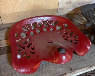 Red Cast Iron Tractor Seat