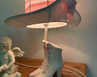 Victorian-Style Boot and Hat Table Lamp