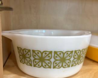 Pyrex "Square Flowers" Verde Green Casserole Dish