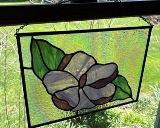 Stained Glass Magnolia Suncatcher Panel