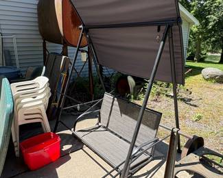 2-Seat Metal Frame Patio Swing with Canopy