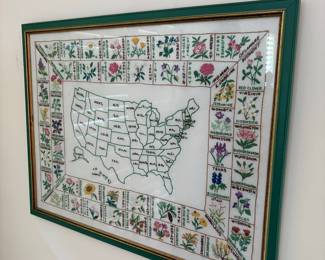 Paragon Embroidery United States Map with State Flowers