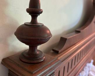 Victorian Carved Walnut Bed Frame Headboard