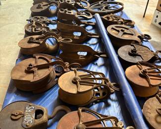 Vintage Cast Iron and Wood Pulleys