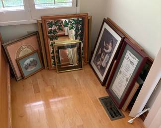 Assorted Framed Art and Mirrors