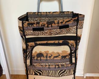 Jade African Safari Tapestry Rolling Shopping Cart